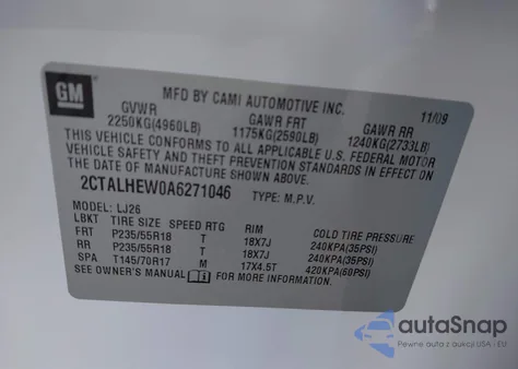 2010 GMC Terrain Slt-2 из США, поврежденный, VIN 2CTALHEW0A6271046